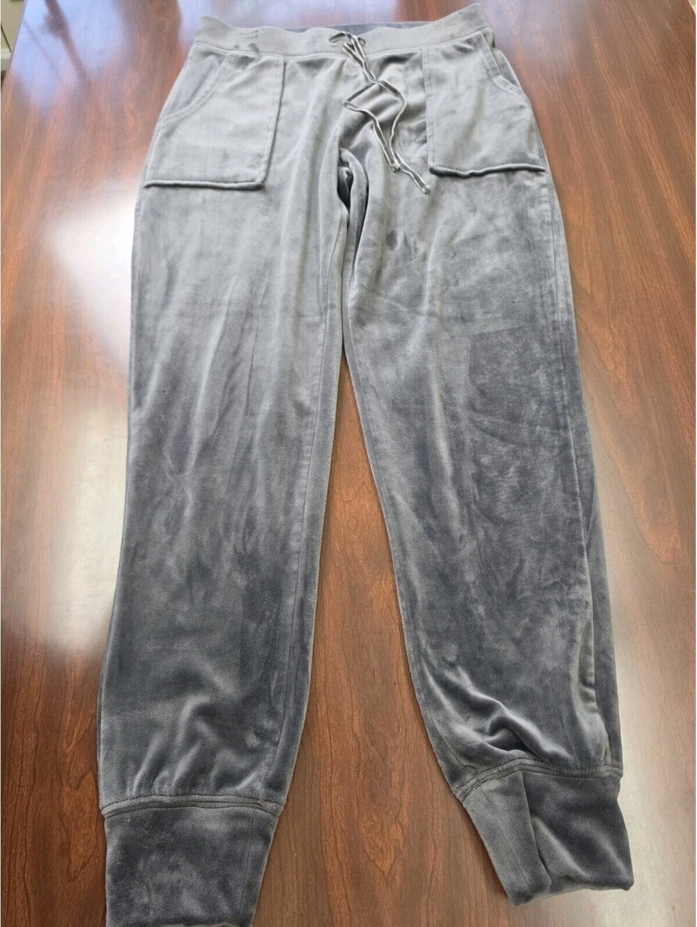 Cynthia Rowley Gray Velour Jogger Sweatpants Drawstring Lounge Pants S Cozicore